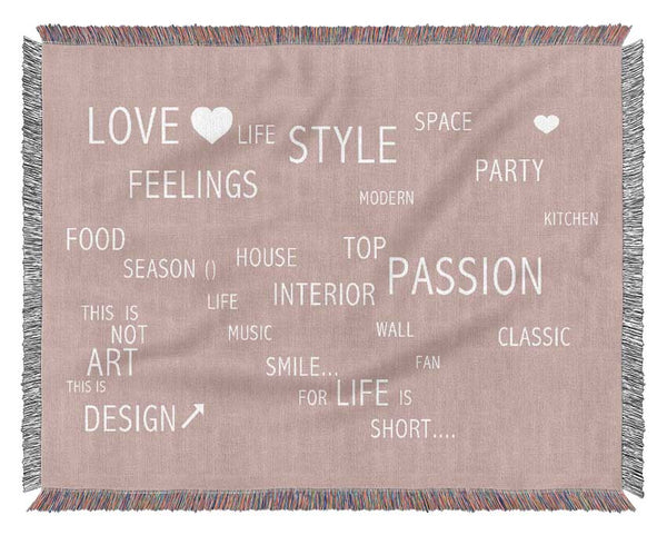 Love Quote Love Life Vivid Pink Woven Blanket