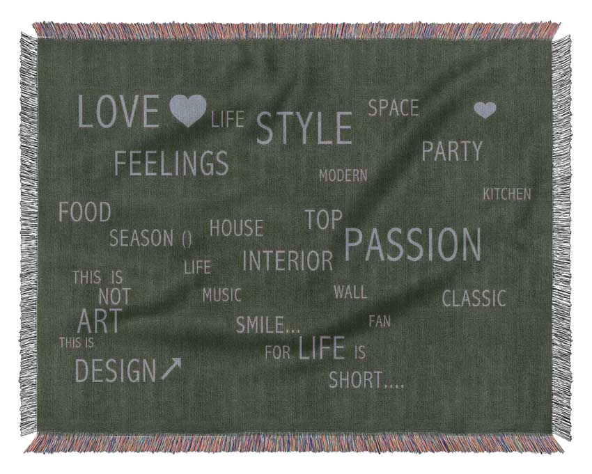 Love Quote Love Life Chocolate Woven Blanket