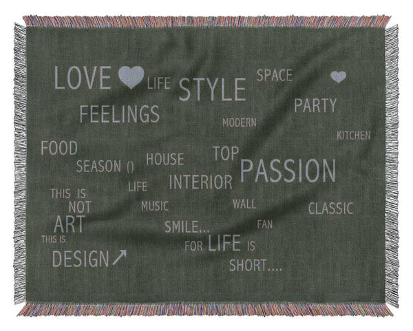 Love Quote Love Life Chocolate Woven Blanket