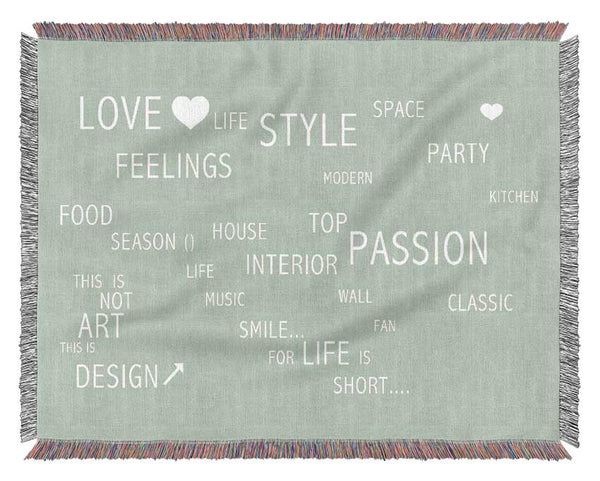 Love Quote Love Life Beige Woven Blanket