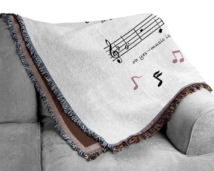 Music Is My Life White Woven Blanket