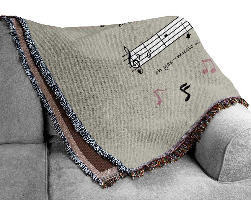 Music Is My Life Grey Woven Blanket