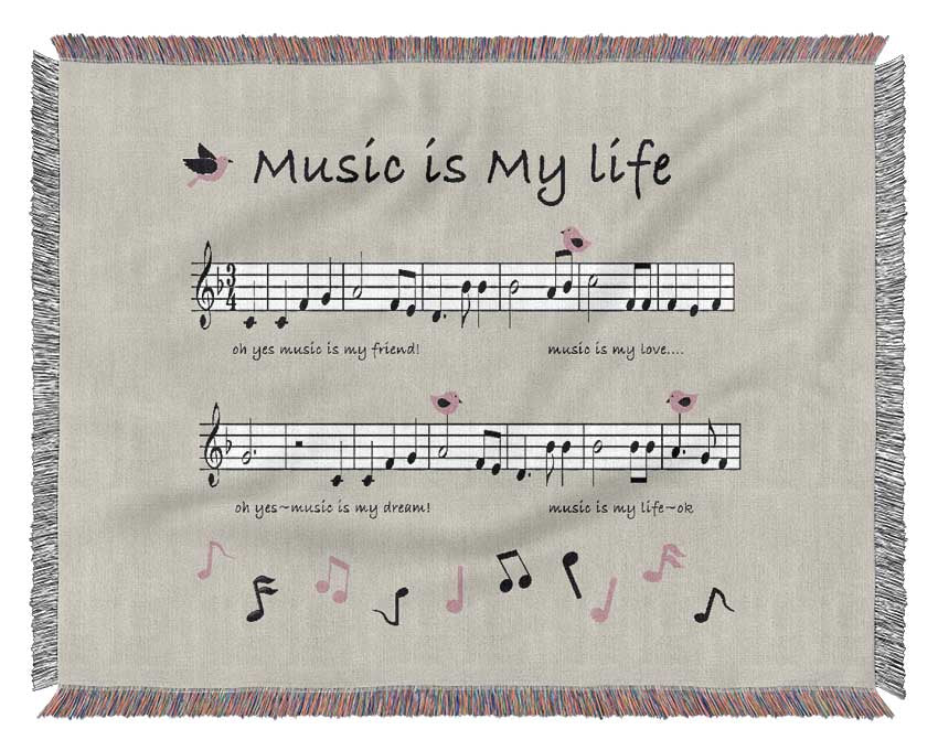 Music Is My Life Grey Woven Blanket