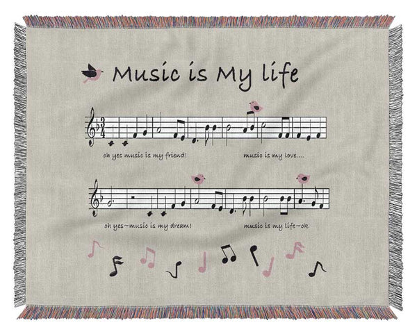 Music Is My Life Grey Woven Blanket