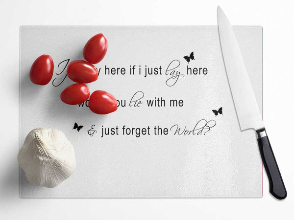 Music Quote If I Lay Here Snow Patrol 2 White Glass Chopping Board