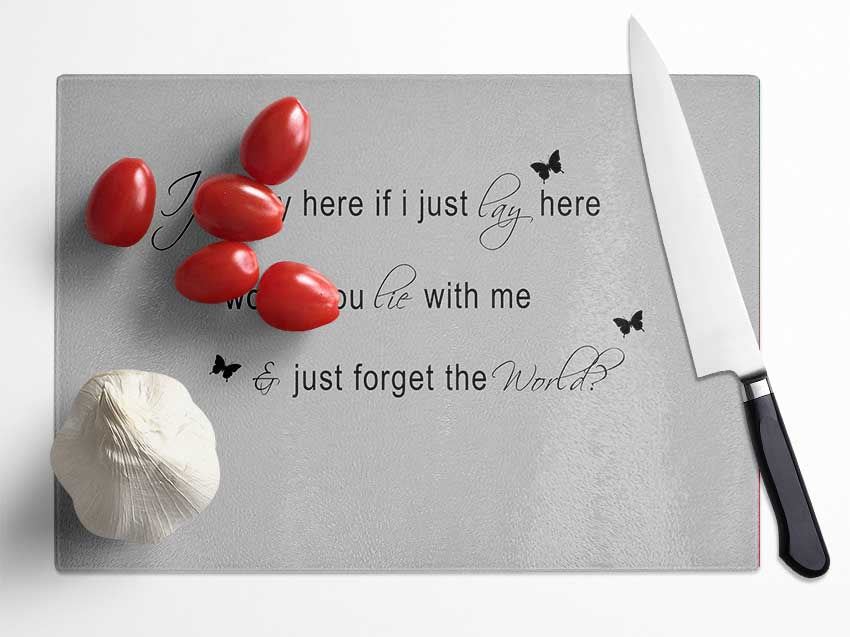 Music Quote If I Lay Here Snow Patrol 2 Grey Glass Chopping Board