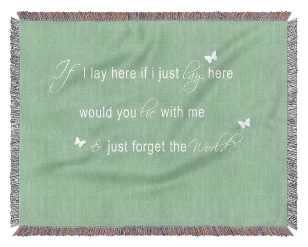 Music Quote If I Lay Here Snow Patrol 2 Green Woven Blanket