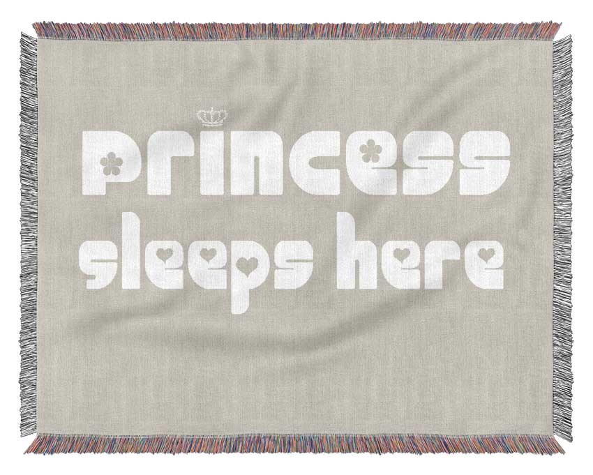 Nursery Quote Princess sleeps 2 Pink Woven Blanket