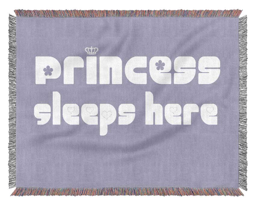 Princesss Sleeps Here 2 Lilac Woven Blanket