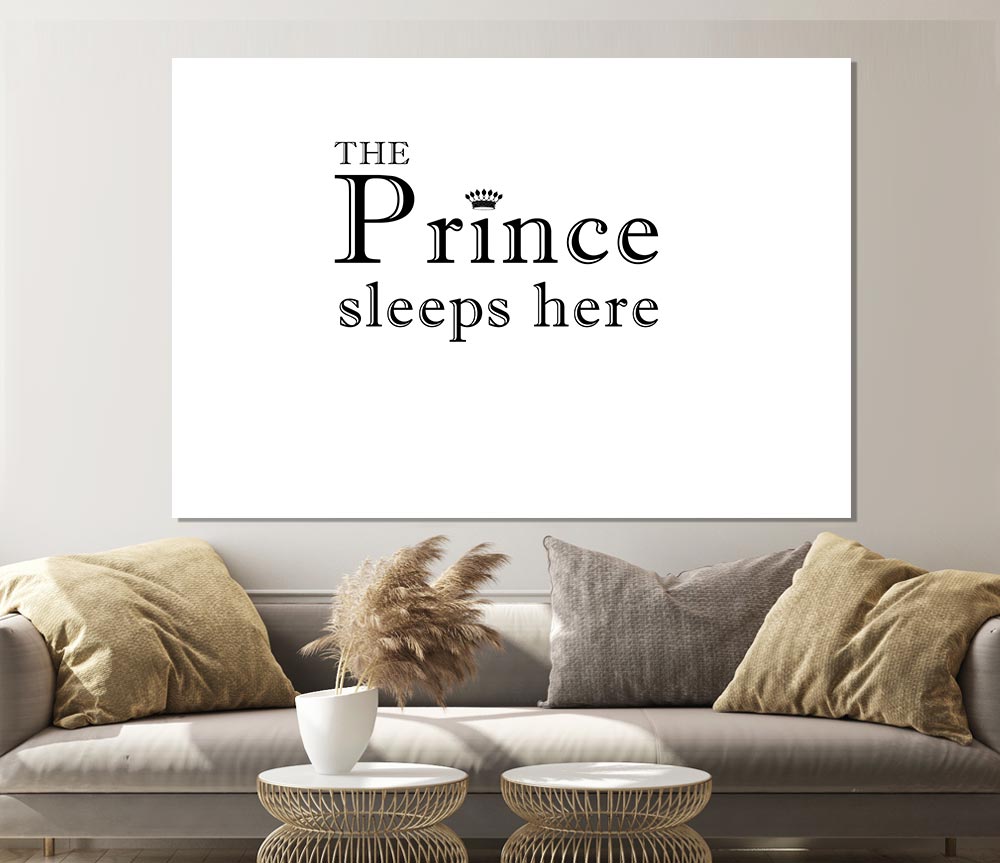 Boys Room Quote The Prince Sleeps Here White Print Poster Wall Art