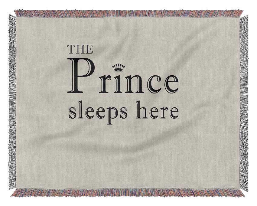 Boys room Quote The Prince Sleeps Here Grey Woven Blanket