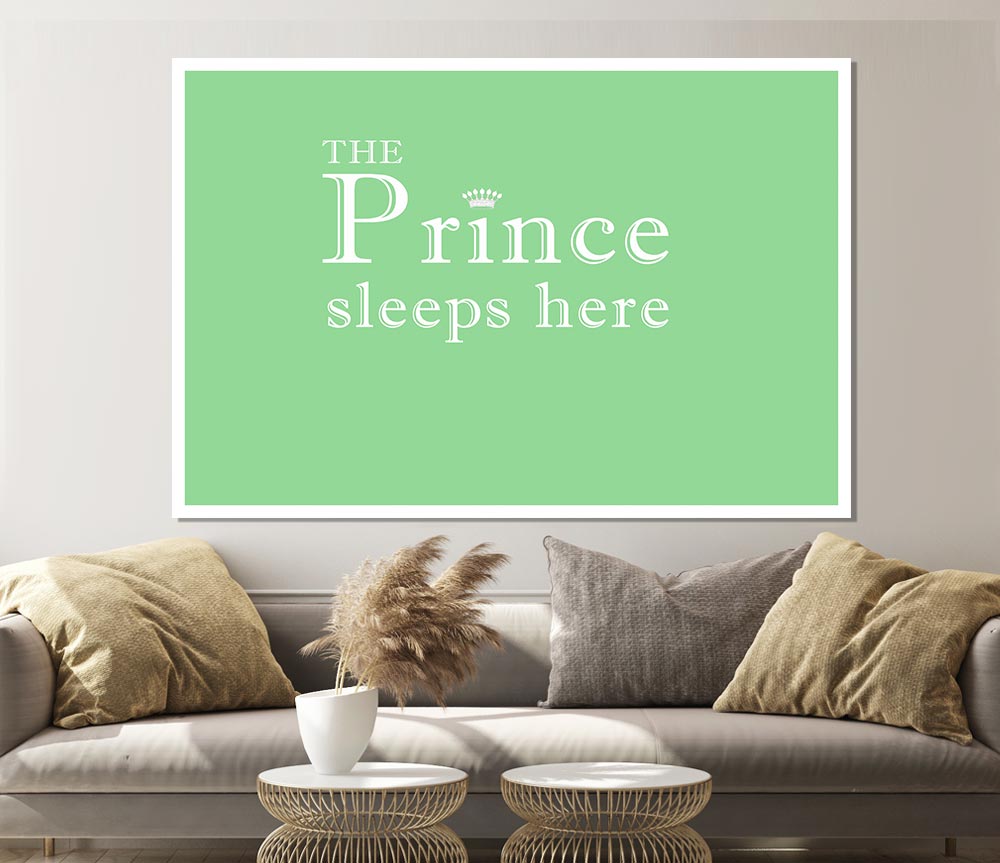 Boys Room Quote The Prince Sleeps Here Green Print Poster Wall Art