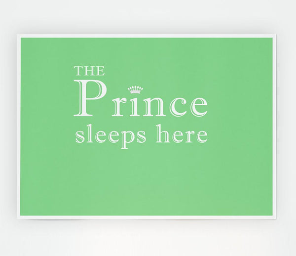 Boys Room Quote The Prince Sleeps Here Green Print Poster Wall Art