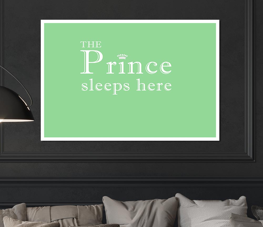 Boys Room Quote The Prince Sleeps Here Green Print Poster Wall Art