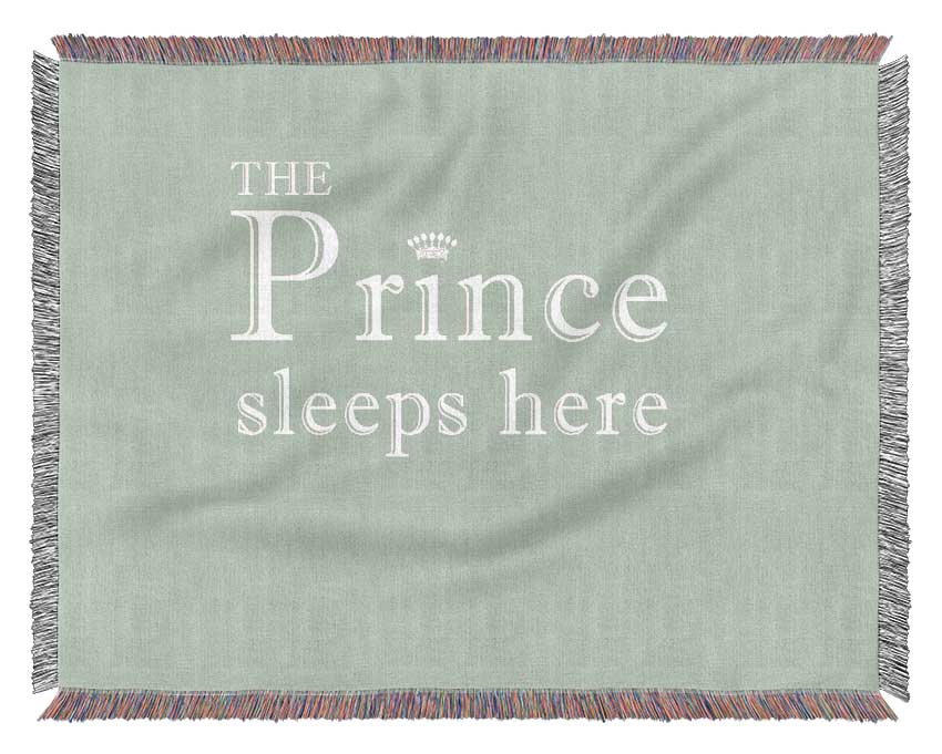 Boys room Quote The Prince Sleeps Here Beige Woven Blanket