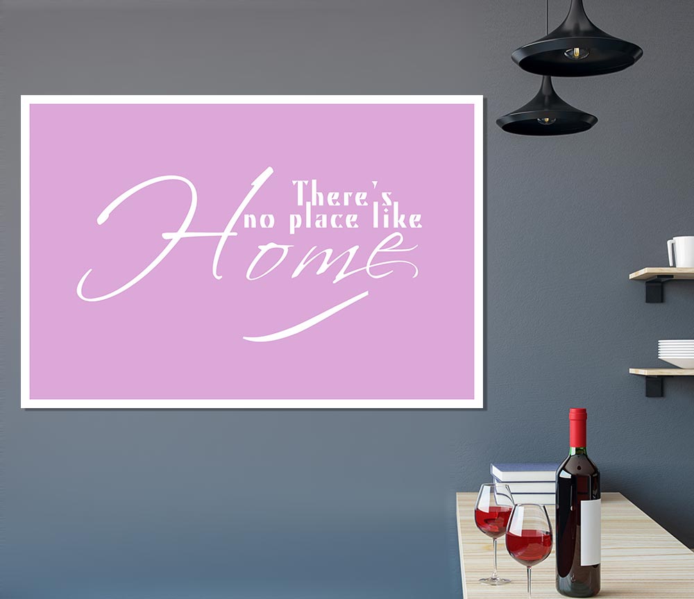 Home Quote Theres No Place Like Home Pink Print Poster Wall Art