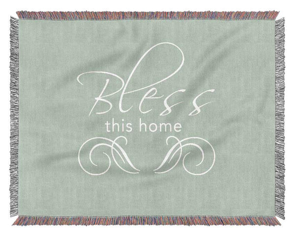 Home Quote Bless This Home Beige Woven Blanket