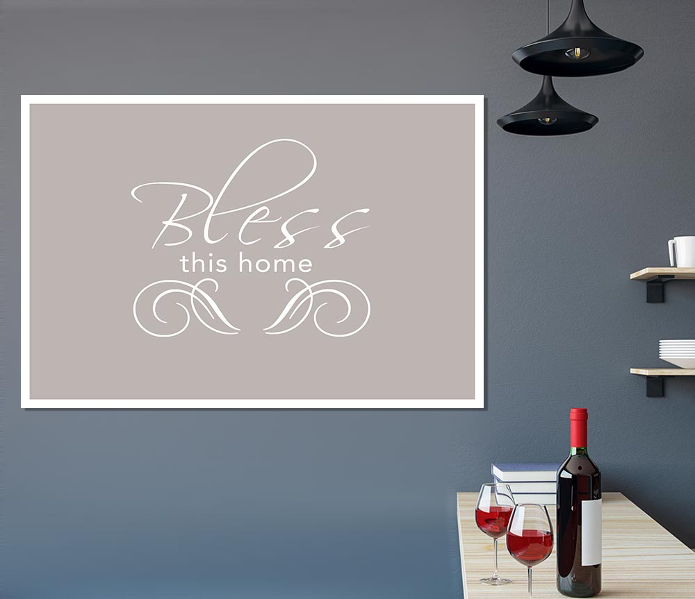 Home Quote Bless This Home Beige Print Poster Wall Art