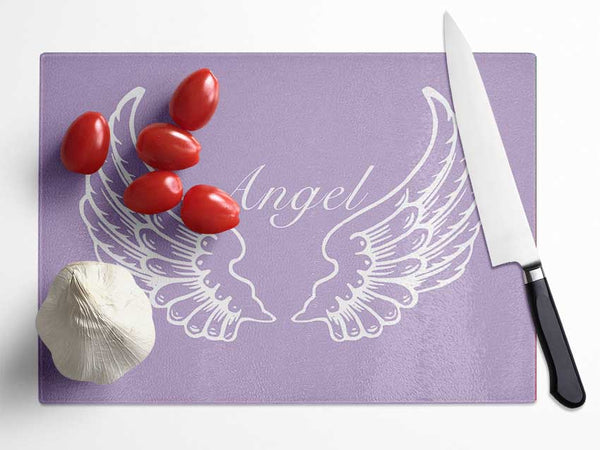 Angel Wings Lilac Glass Chopping Board