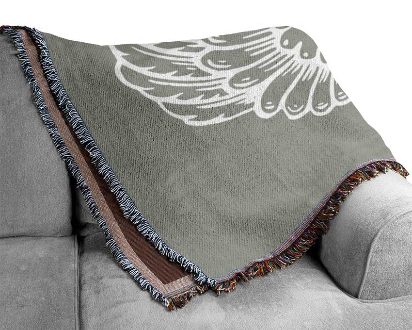 Angel Wings Grey White Woven Blanket