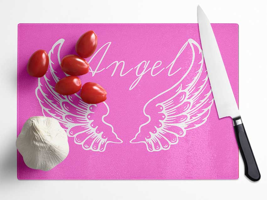 Angel Wings 4 Vivid Pink Glass Chopping Board