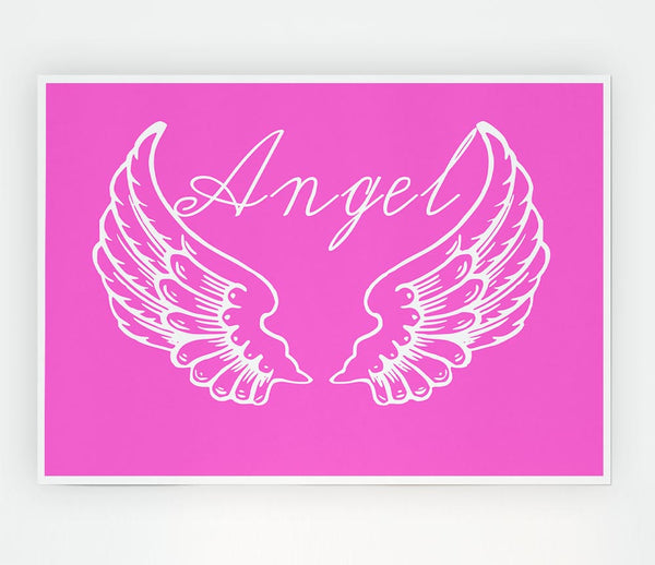 Angel Wings 4 Vivid Pink Print Poster Wall Art