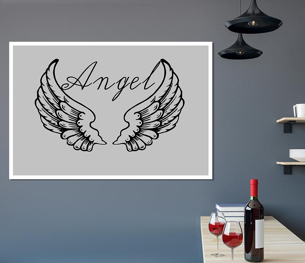 Angel Wings 4 Grey Print Poster Wall Art