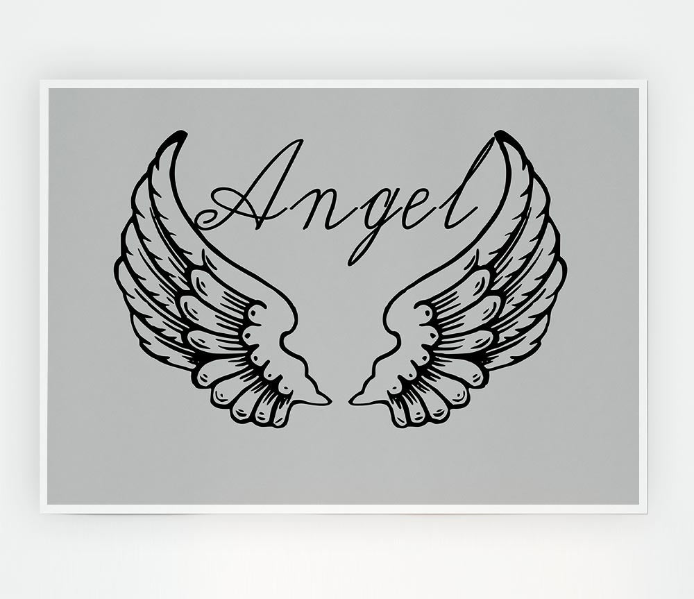 Angel Wings 4 Grey Print Poster Wall Art