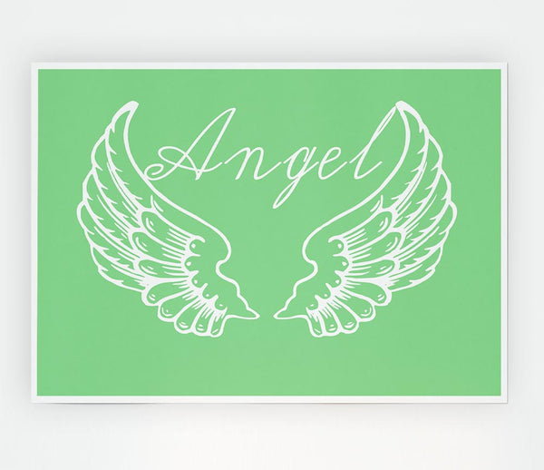 Angel Wings 4 Green Print Poster Wall Art