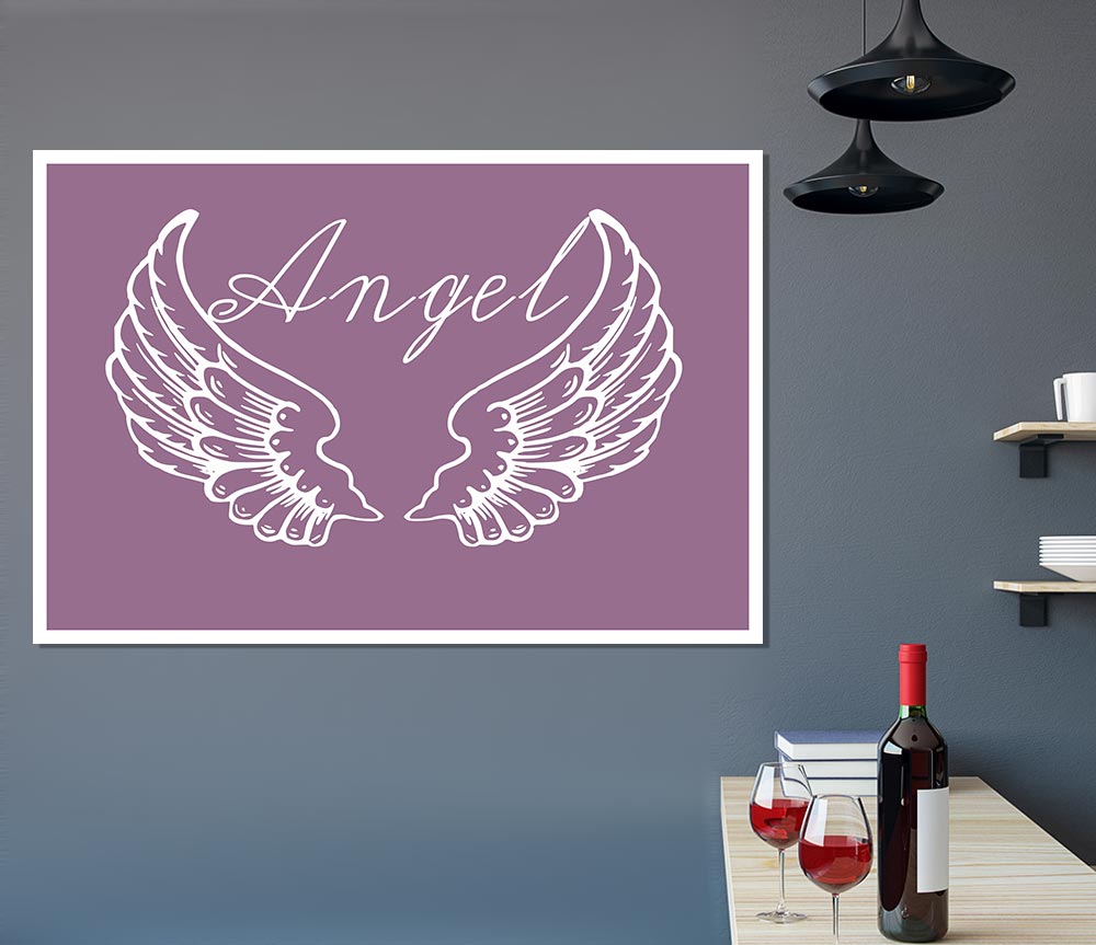 Girls Room Quote Angel Wings 4 Dusty Pink Print Poster Wall Art