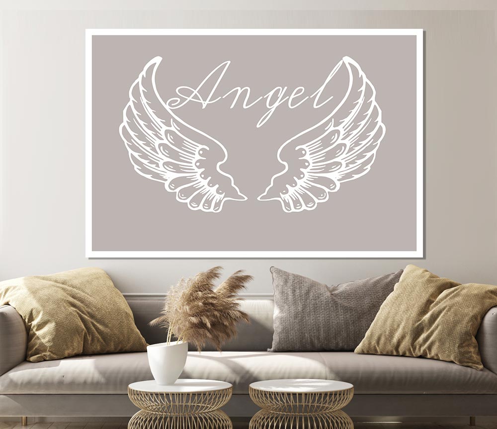 Angel Wings 4 Beige Print Poster Wall Art