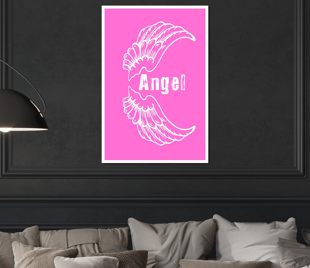 Angel Wings 3 Vivid Pink Print Poster Wall Art