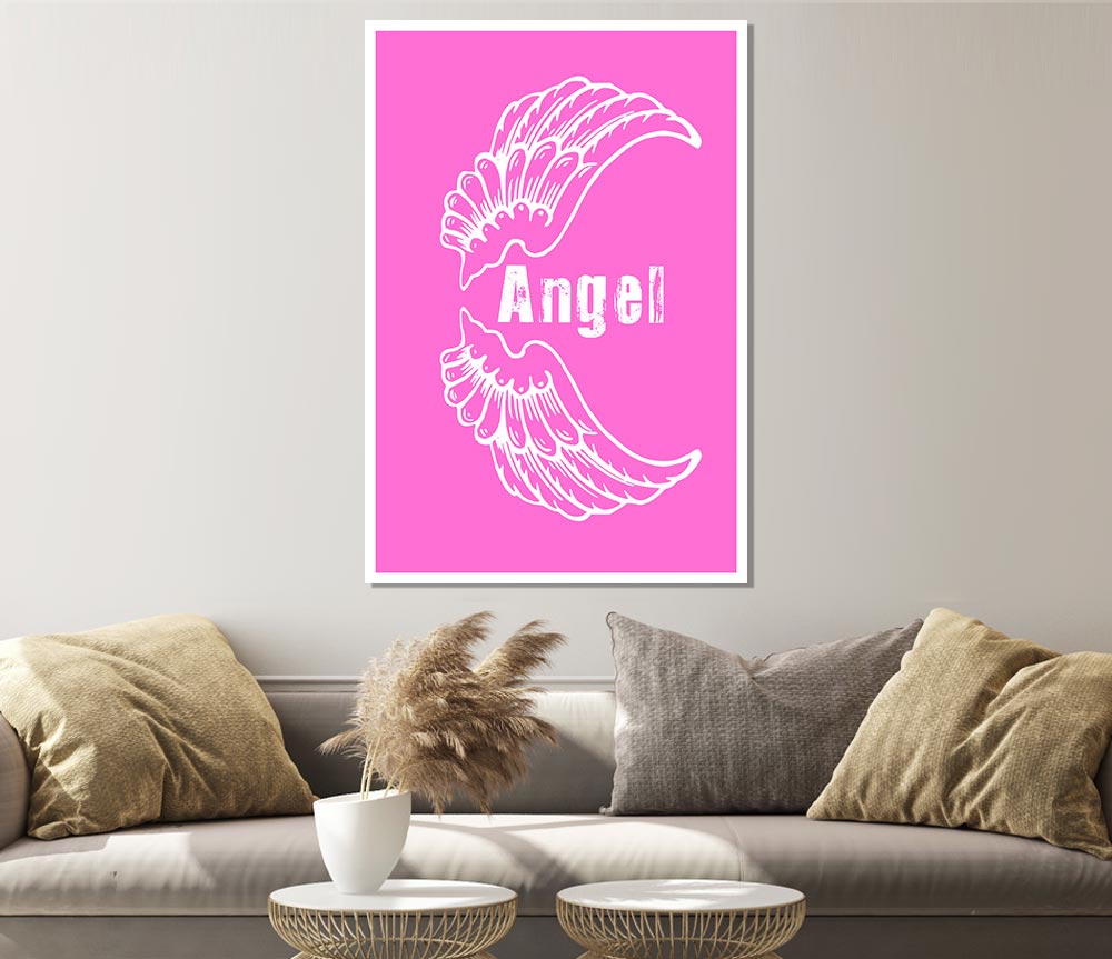 Angel Wings 3 Vivid Pink Print Poster Wall Art