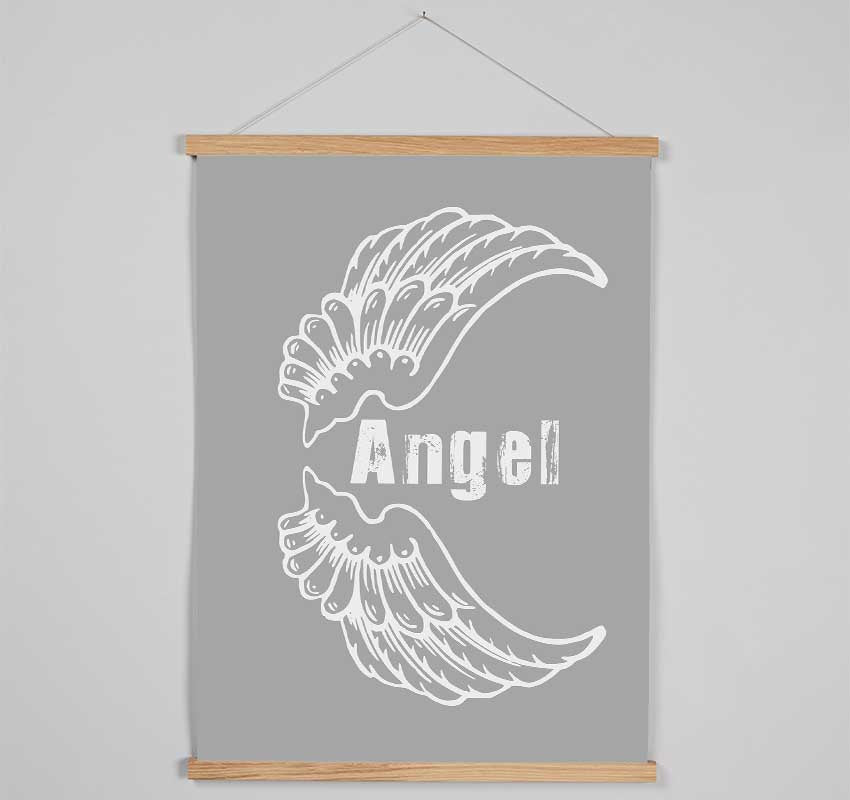 Angel Wings 3 Grey White Hanging Poster - Wallart-Direct UK