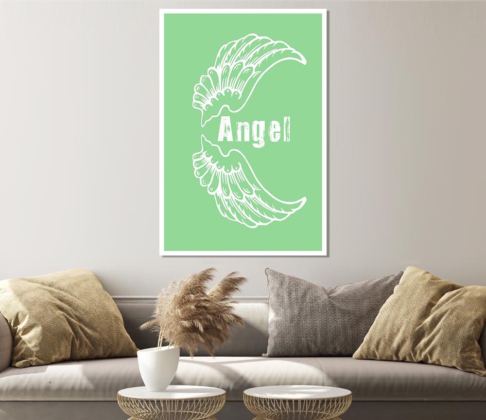 Angel Wings 3 Green Print Poster Wall Art