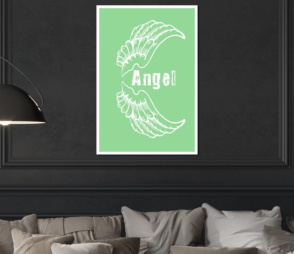 Angel Wings 3 Green Print Poster Wall Art