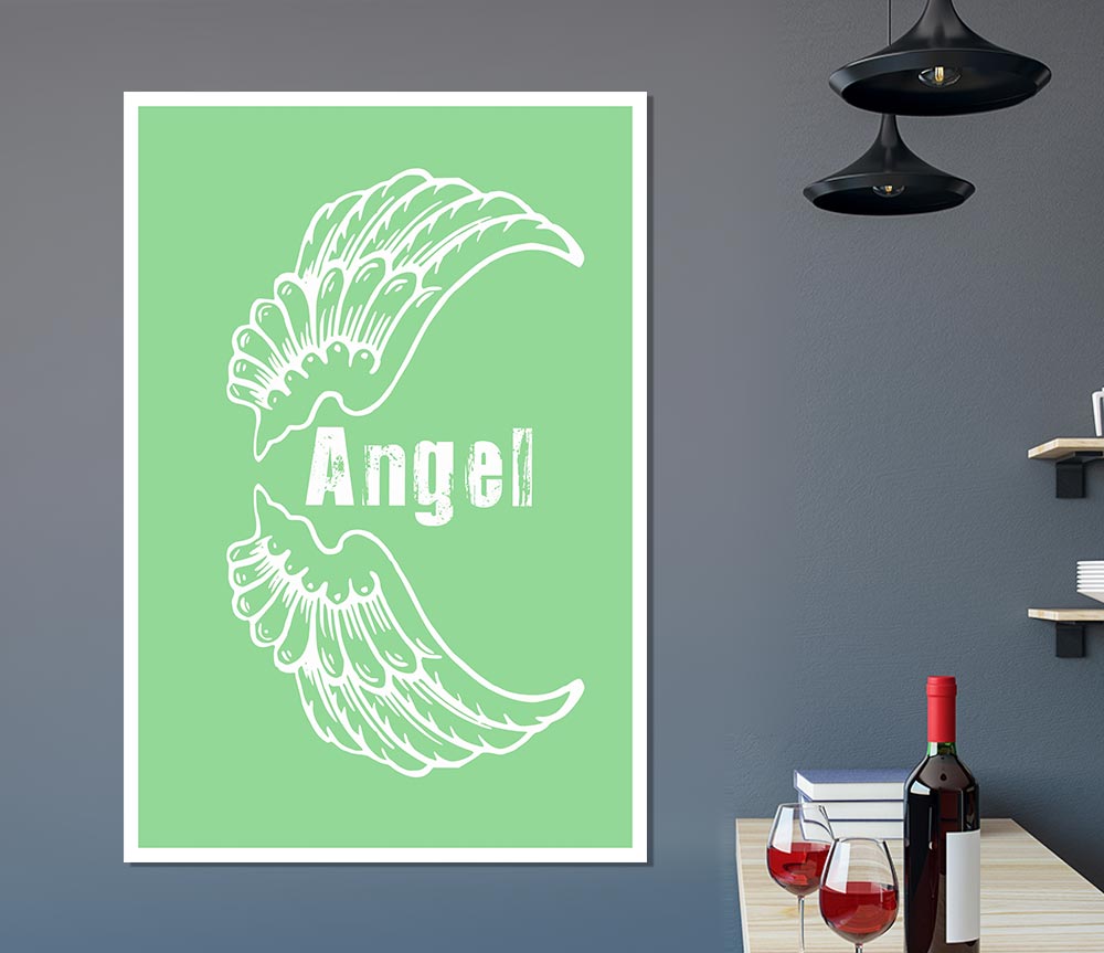 Angel Wings 3 Green Print Poster Wall Art