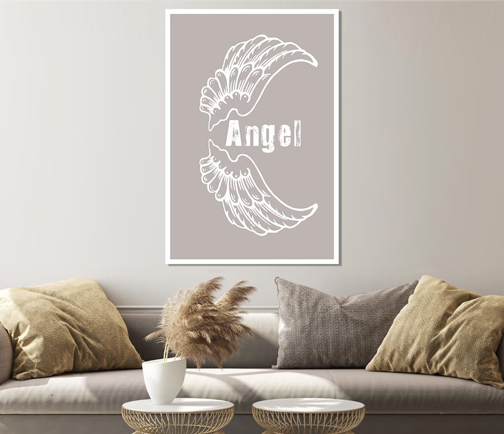 Angel Wings 3 Beige Print Poster Wall Art