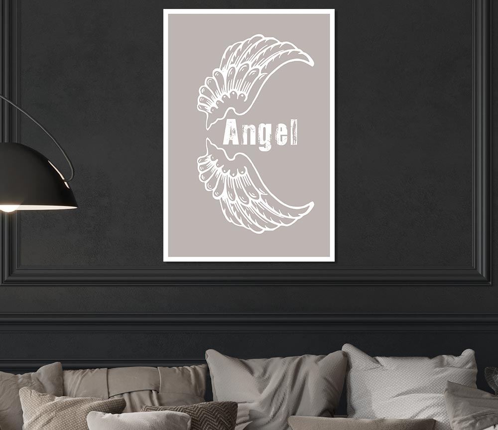 Angel Wings 3 Beige Print Poster Wall Art