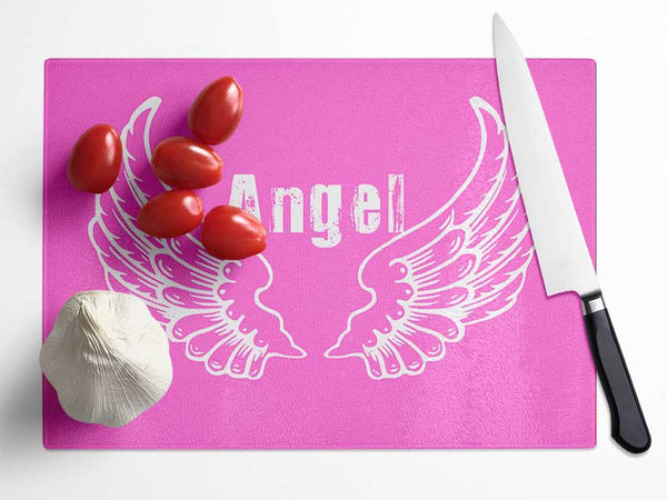 Angel Wings 2 Vivid Pink Glass Chopping Board