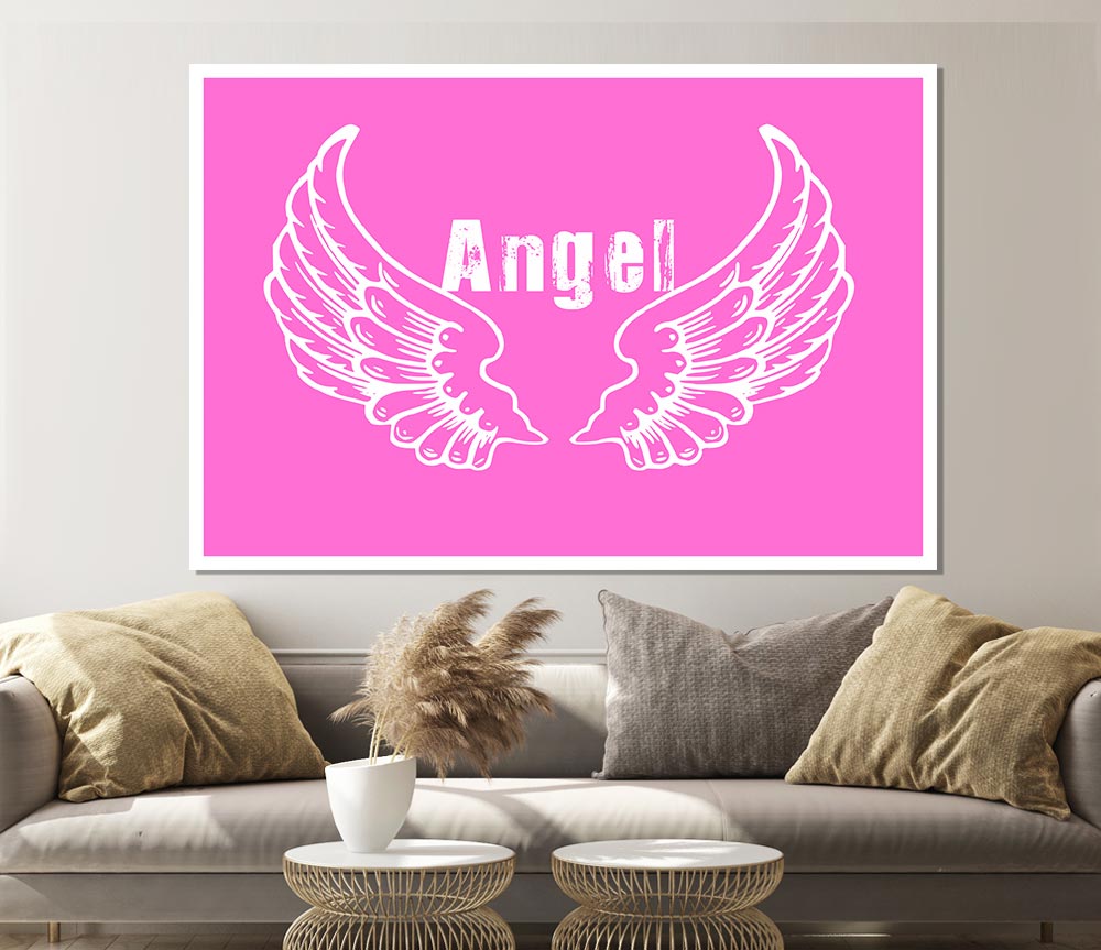 Angel Wings 2 Vivid Pink Print Poster Wall Art