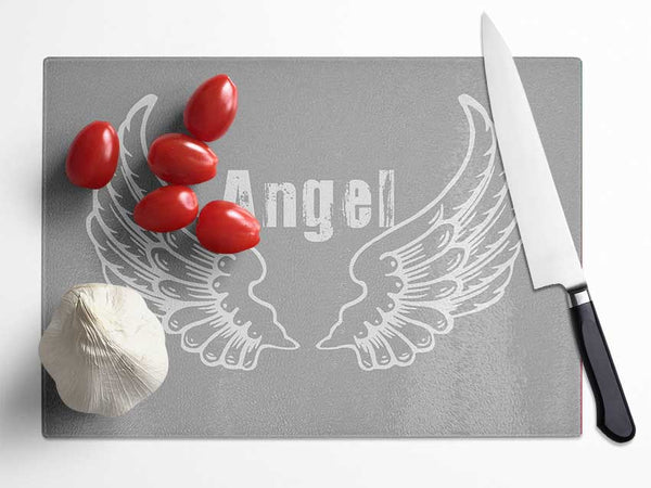 Angel Wings 2 Grey White Glass Chopping Board