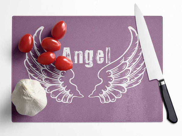 Angel Wings 2 Dusty Pink Glass Chopping Board