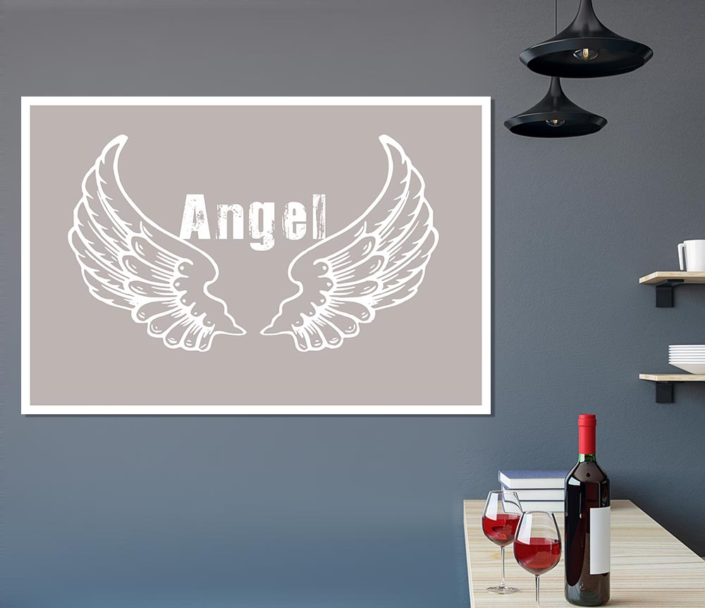 Girls Room Quote Angel Wings 2 Beige Print Poster Wall Art