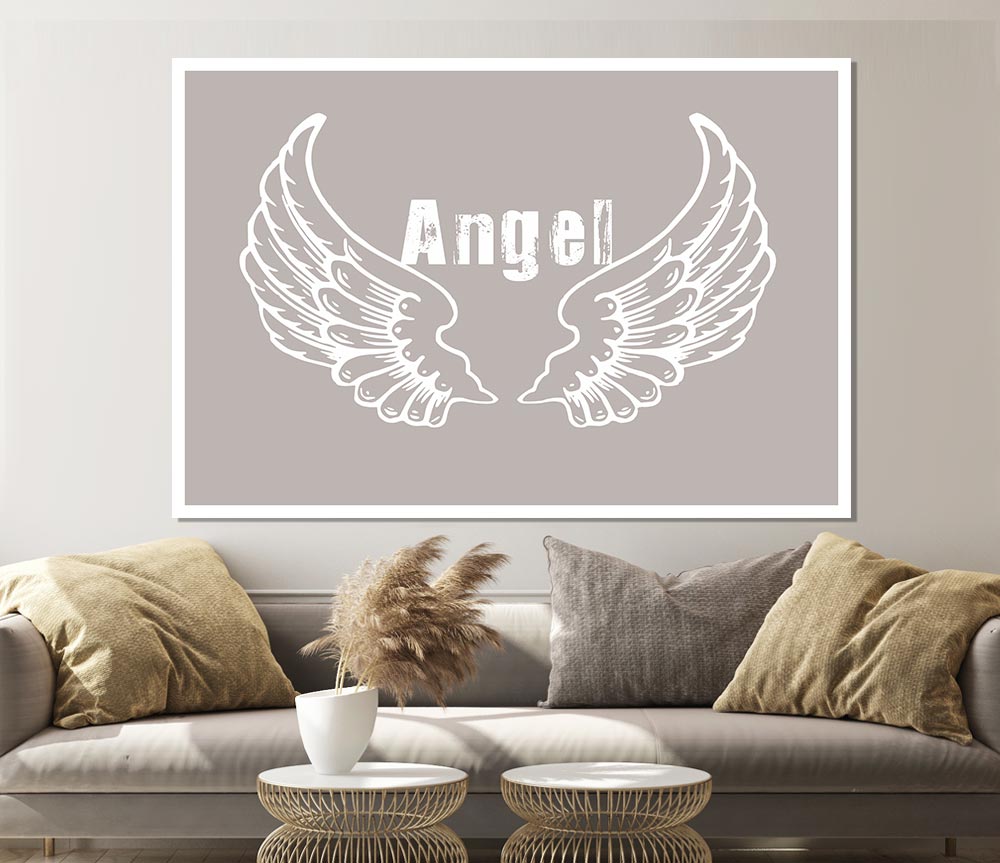 Girls Room Quote Angel Wings 2 Beige Print Poster Wall Art