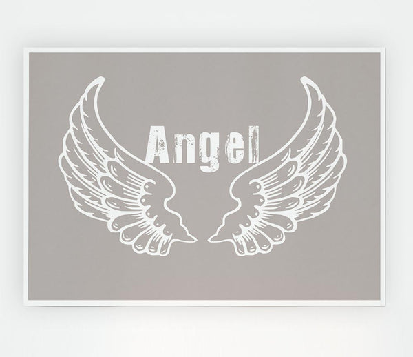 Girls Room Quote Angel Wings 2 Beige Print Poster Wall Art