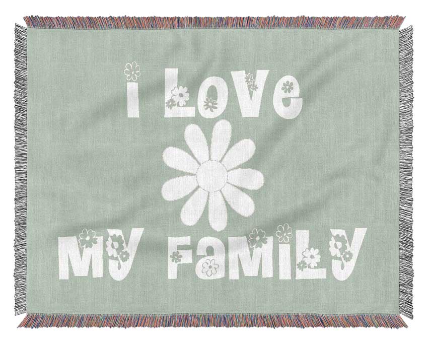 Boys room Quote I Love My Family Beige Woven Blanket