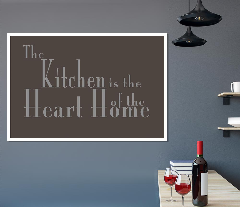 Kitchen Quote The Kitchen Is The Heart Of The Home 2 Chocolate Print Poster Wall Art