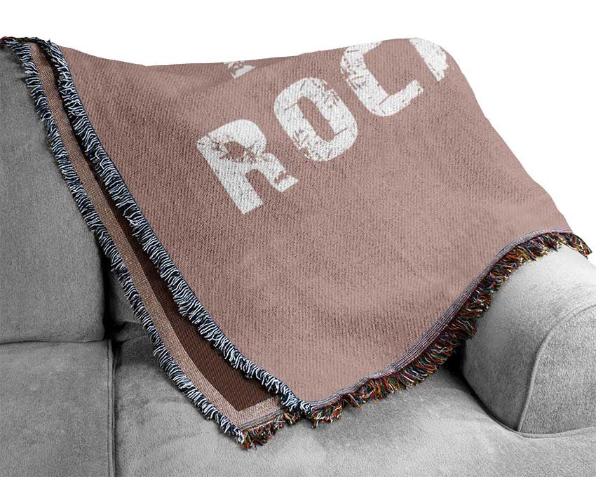 Music Quote I Love Rock N Roll Vivid Pink Woven Blanket