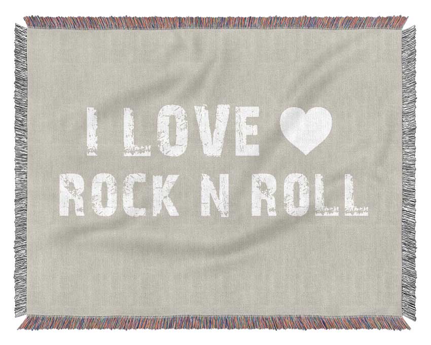 Music Quote I Love Rock N Roll Pink Woven Blanket